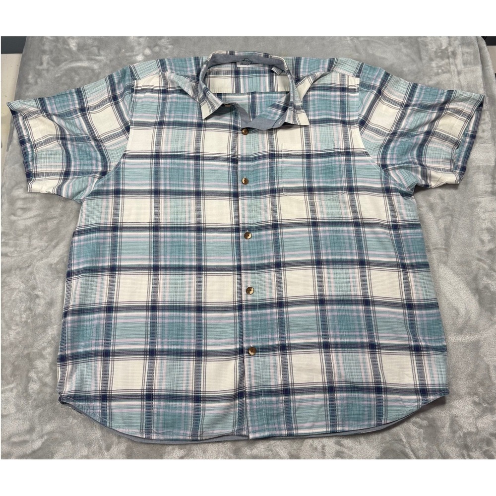 Tommy Bahama Men's XXL Romero Plaid Short-Sleeve Shirt in Largo Teal